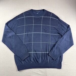 Tulliano Sweatshirt Mens XL Blue Check Grandpa Sweater Old Money Coastal Vintage